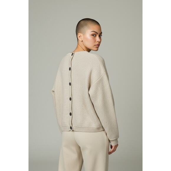 Ba&sh Minimalist Knitted Sweater With Button Down Back Detail Cotton 6 - Picture 1 of 8